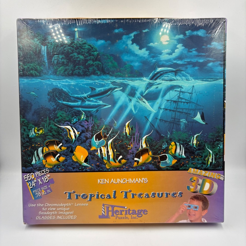 Heritage Puzzle Tropical Treasures 550pc Jigsaw Puzzle 3D Blue New Box Wear